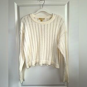 Women’s Michael Kors Cream Ribbed Knit Sweater Bone Size Medium NWT